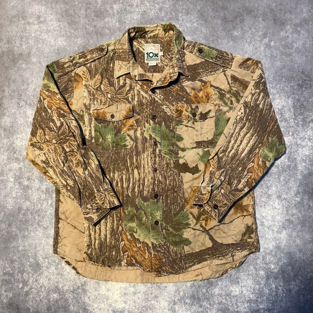 Vintage 10x Realtree Camo‎ Hunting Shirt Mens XL Long Sleeve Button Up Made USA